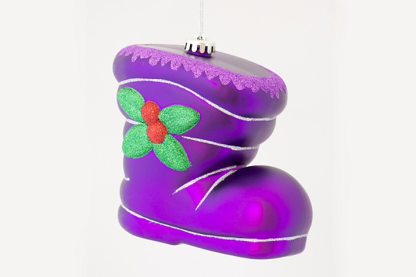 Елочная игрушка Сапог 200 мм матовый пластик Фиолетовый